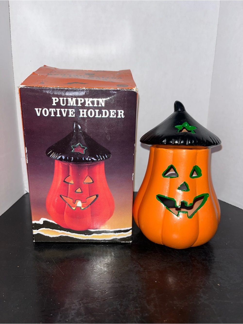 Vintage Halloween Pumpkin Votive Holder